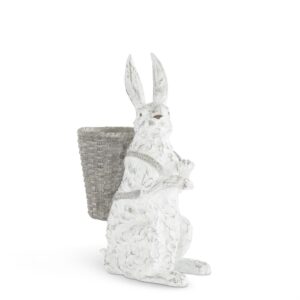 Whitewashed  Bunny w/Open Basket