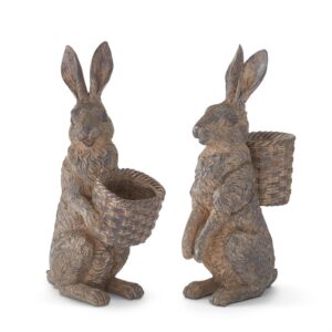Assorted Brown  Rabbits w/  Basket