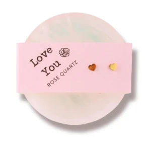 Rose Quartz Bowl & Gold Heart Studs Love You Set