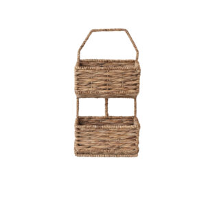 Metal & Water Hyacinth 2-Tier Wall Basket