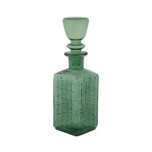 Green Embossed Glass Decanter