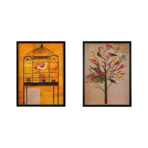 Framed Wall Decor Birds & Tree/Cage