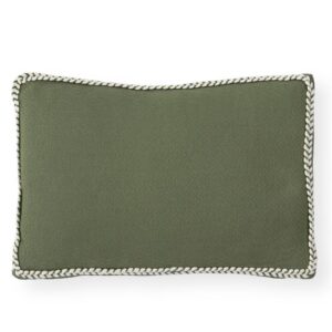 Green Woven Cotton Lumbar Pillow