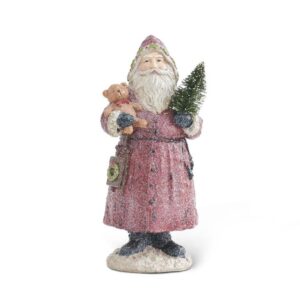Vintage Resin Glittered Santa Holding