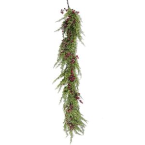 Cypress Pine w/Dark Red Iced Berry Garland