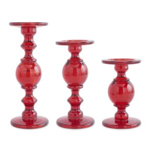 Red Transparent Glass Taper/Pillar Candle Holder