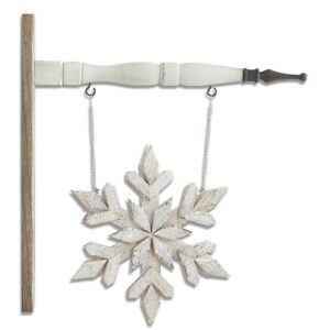 Whitewashed Double Sided Wood Snowflake
