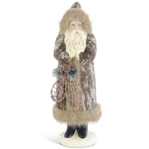 Brown Fur Trim Santa w/Snowshoes