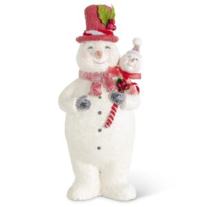 Sugar Glittered Snowman w/Red Top Hat