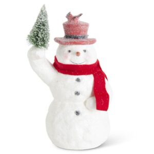Sugar Glittered Snowman Holding Tree