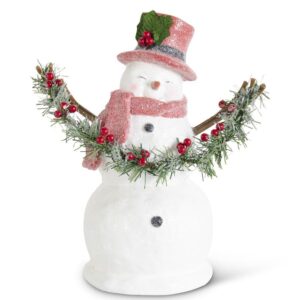 Sugar Glittered Snowman Holding Garla