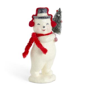 Glittered Snowman w/Red Earmuffs & Scarf