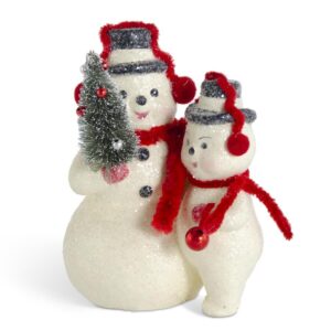 Glittered Snowmen w/Red Earmuffs & Scarf