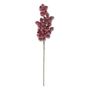 Glittered Red Rosehip Stem