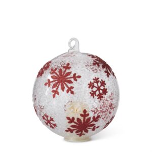 Iced Clear Glass Red Snowflakes LED Flicker
