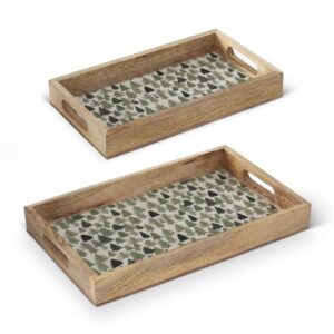 Christmas Trees Enameled Rectangular Wood Tray