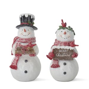 Glittered White Resin Snowmen