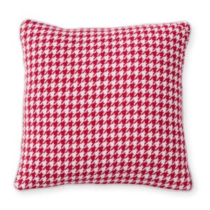 Red & White Cotton Houndstooth Pillow