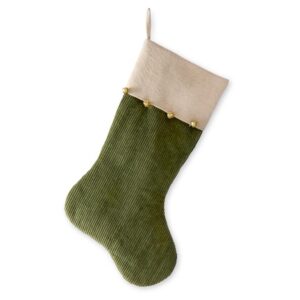 Green Corduroy Stocking w/Bells