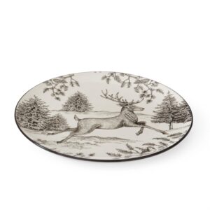 White & Black Toile w/Deer Plate
