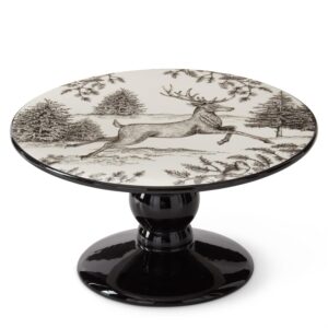 White & Black Toile w/Deer Cake Plate