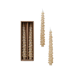10" Cream Tree Shaped Taper Candes
