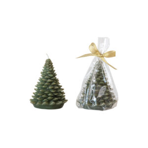 5" Evergreen Tree Shaped Candle w/ Gold Tips