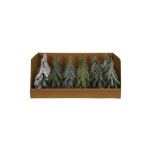 4.5" Faux Evergreen Trees with Natural Wood Base