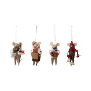 4.75" Handmade Wool Felt Mouse Gourmand Orn