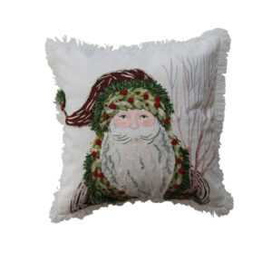 18" Sq. Slub Printed Pillow w/Santa