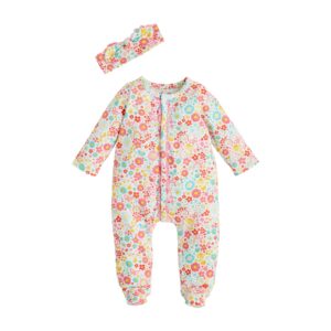 Rainbow Floral Sleeper & Headband Set 9mo