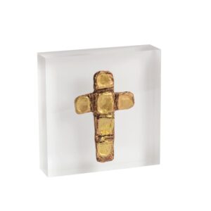 Cross Acrylic Gold Plaque